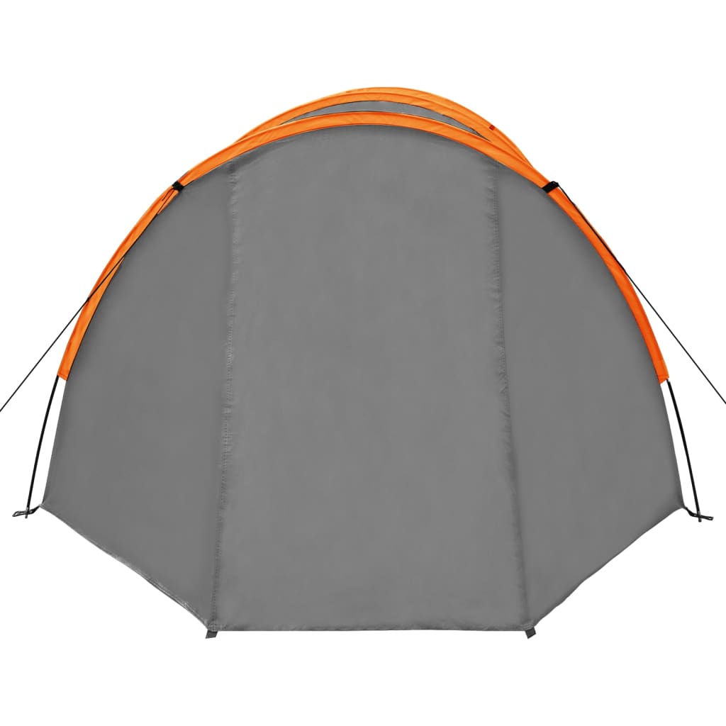 vidaXL Палатка за къмпинг за 4 души, сиво и оранжево