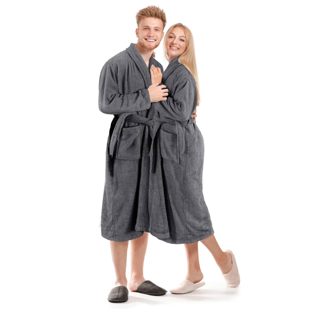 vidaXL Хавлиен халат за баня унисекс 100% памук антрацит размер L
