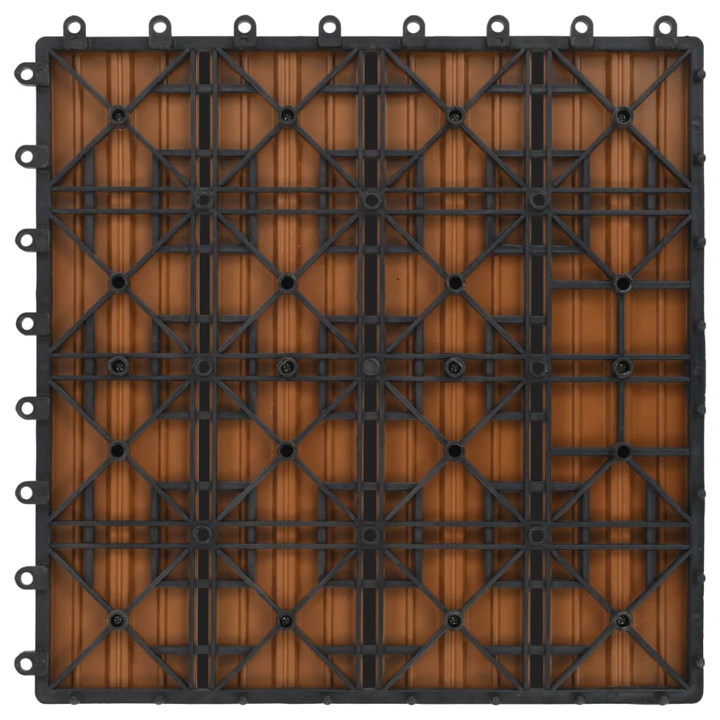 vidaXL 11 бр декинг плочки, WPC, 30x30 см, 1 кв.м., цвят тик