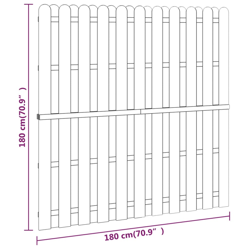 vidaXL Оградно пано вертикални дъски, борова дървесина, 180x180 см