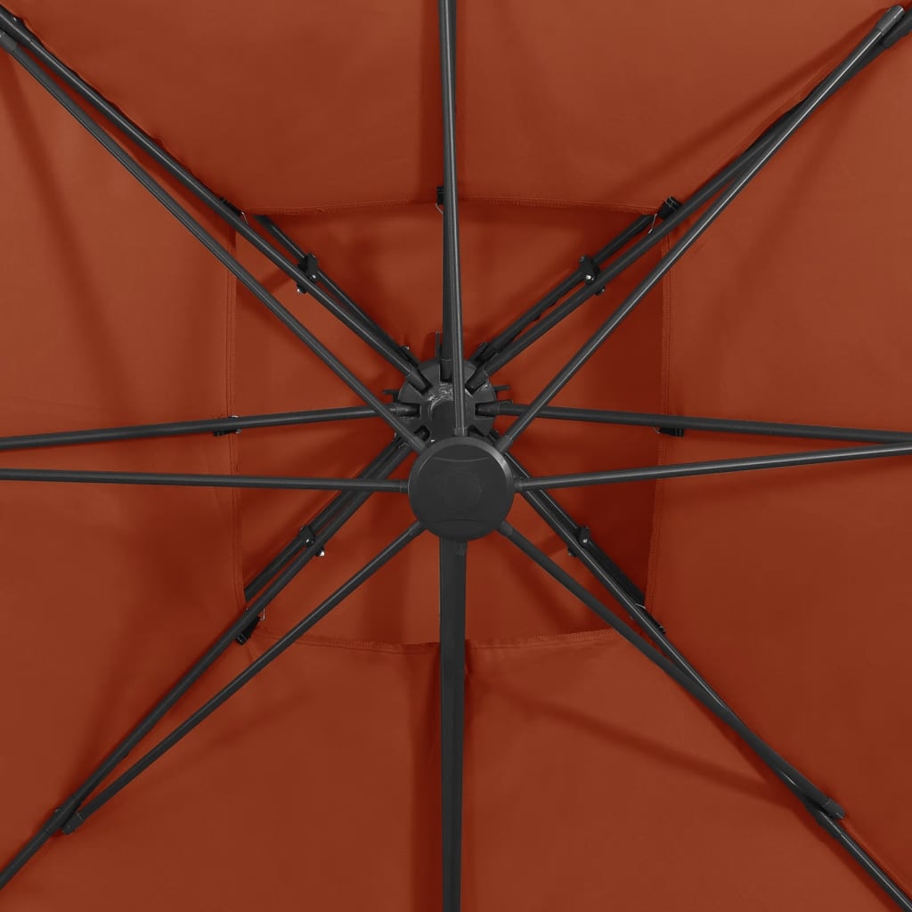 vidaXL Градински чадър чупещо рамо с двоен покрив 300x300 см теракота