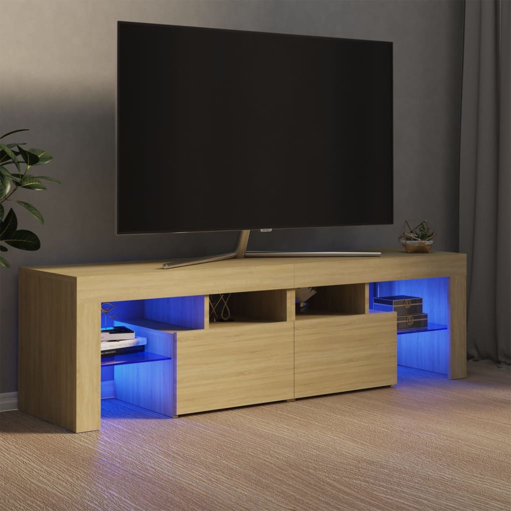 vidaXL ТВ шкаф с LED осветление, сонома дъб, 140x36,5x40 см
