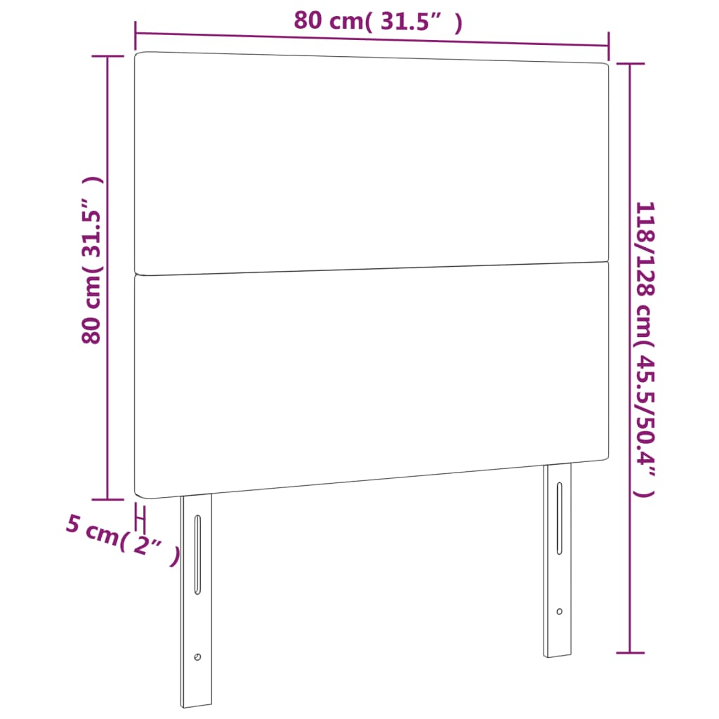 vidaXL Горни табли за легло, 2 бр, светлосиви, 80x5x78/88 см, плат