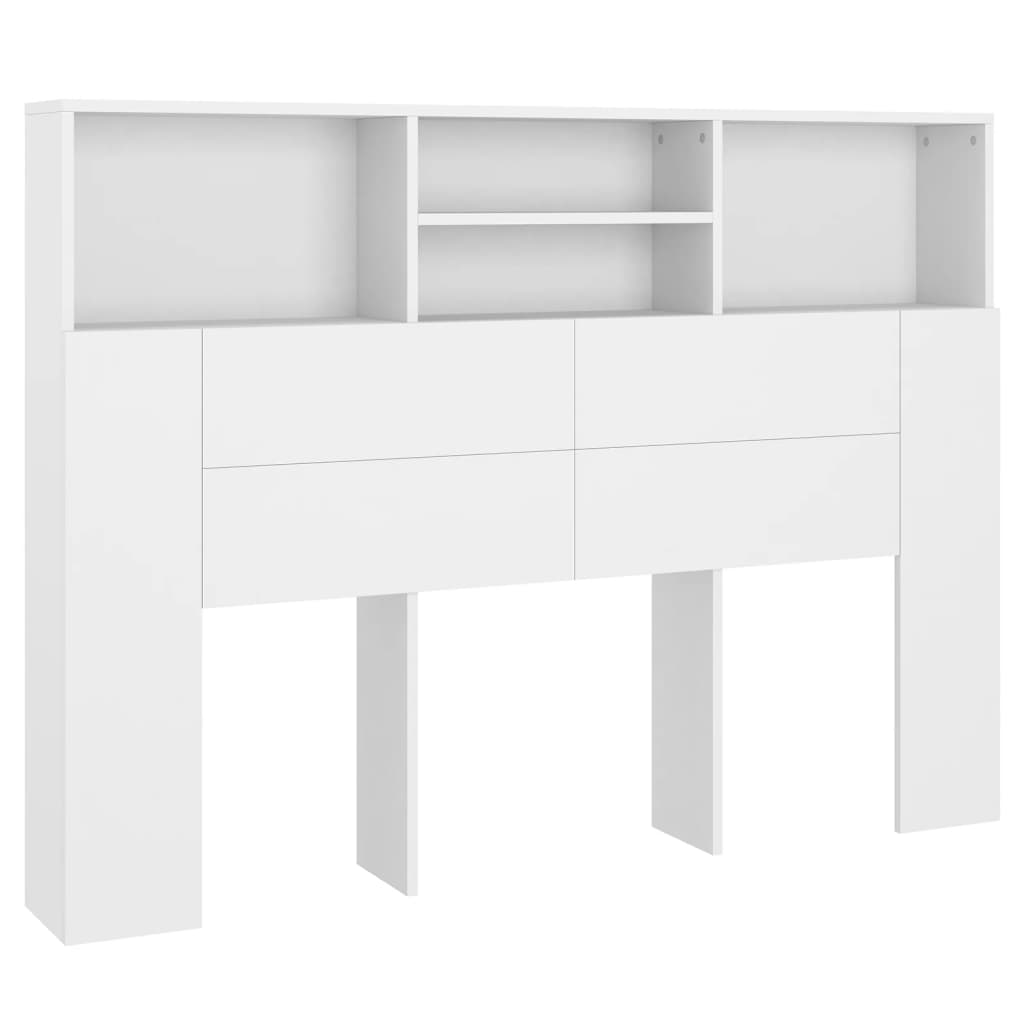 vidaXL Табла за легло тип шкаф, бяла, 140x19x103,5 см