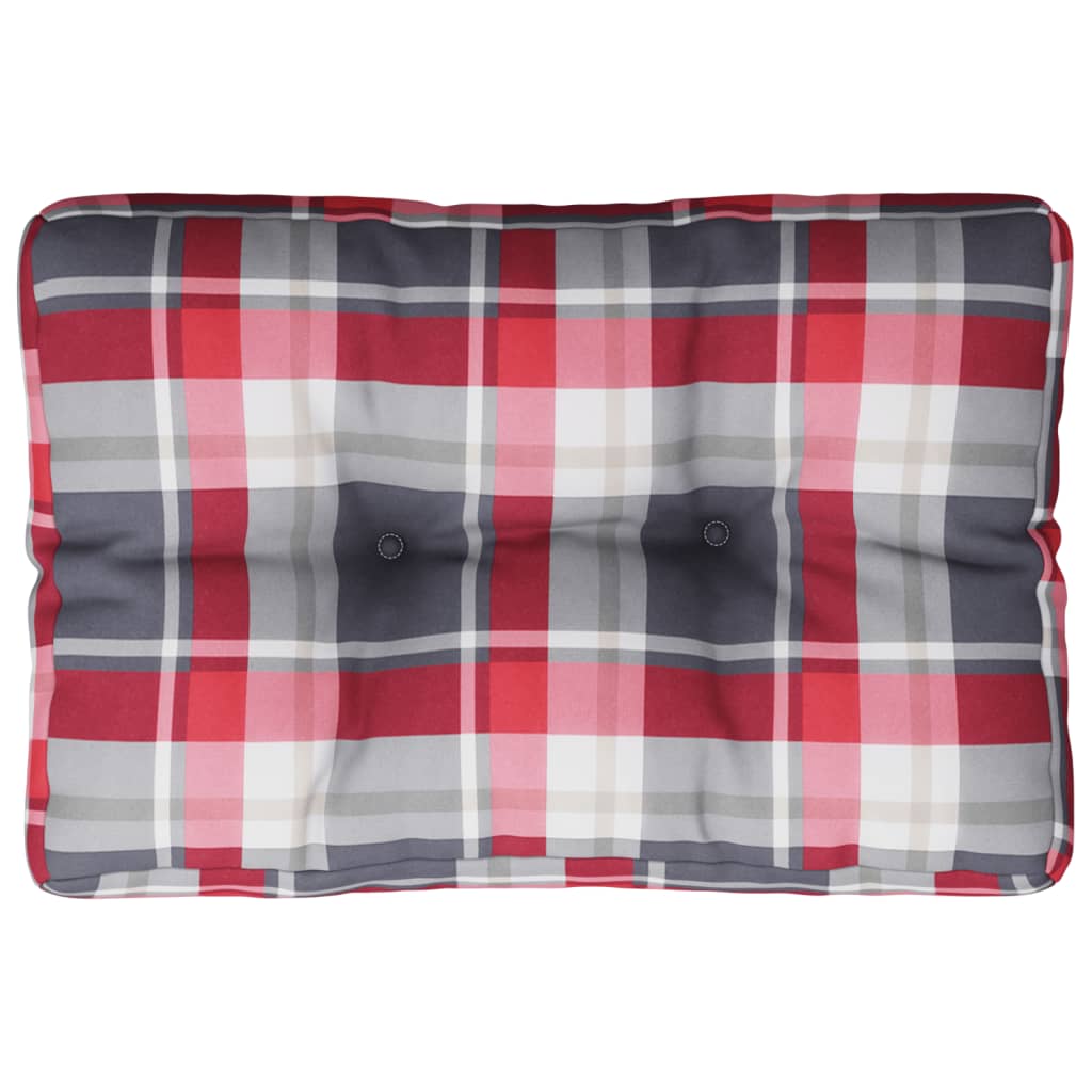 vidaXL Палетна възглавница, червено каре, 50x40x12 см, текстил