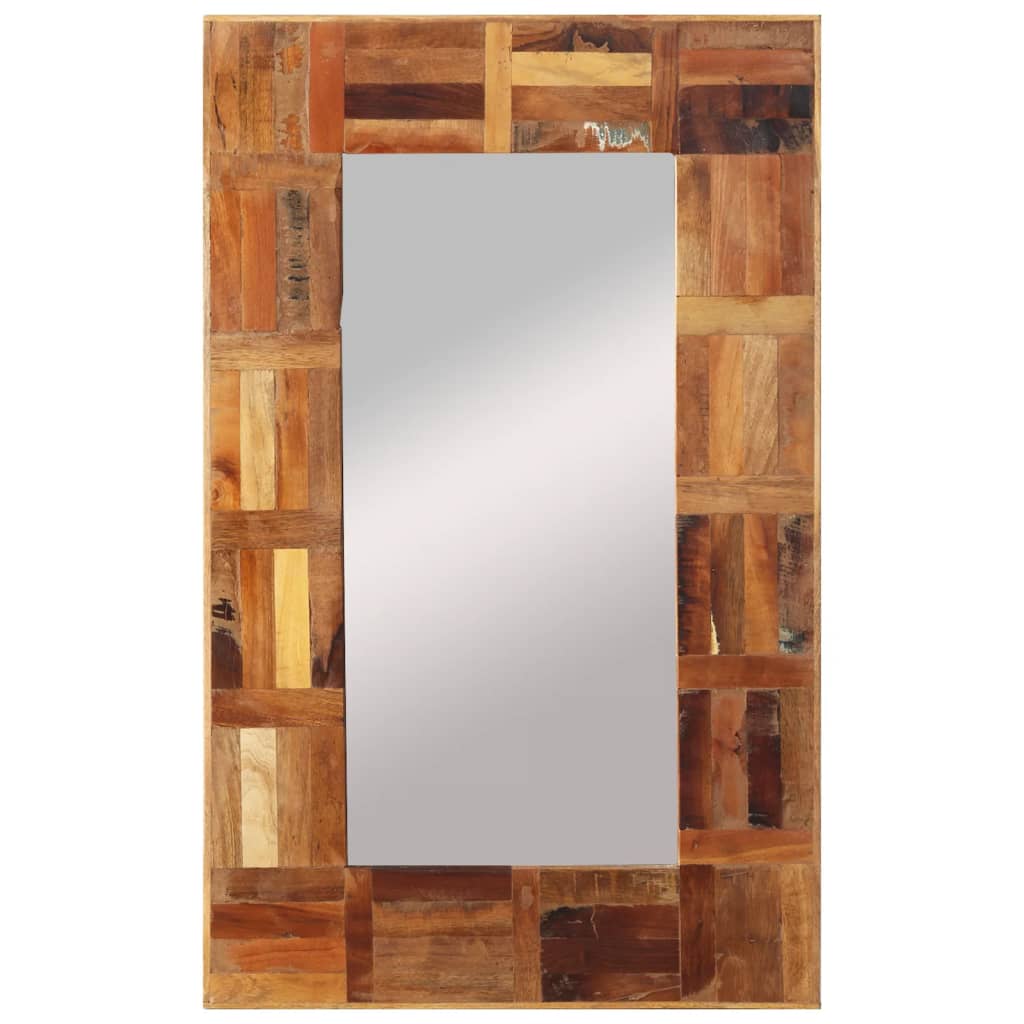 vidaXL Стенно огледало, регенерирано дърво масив, 50x80 см