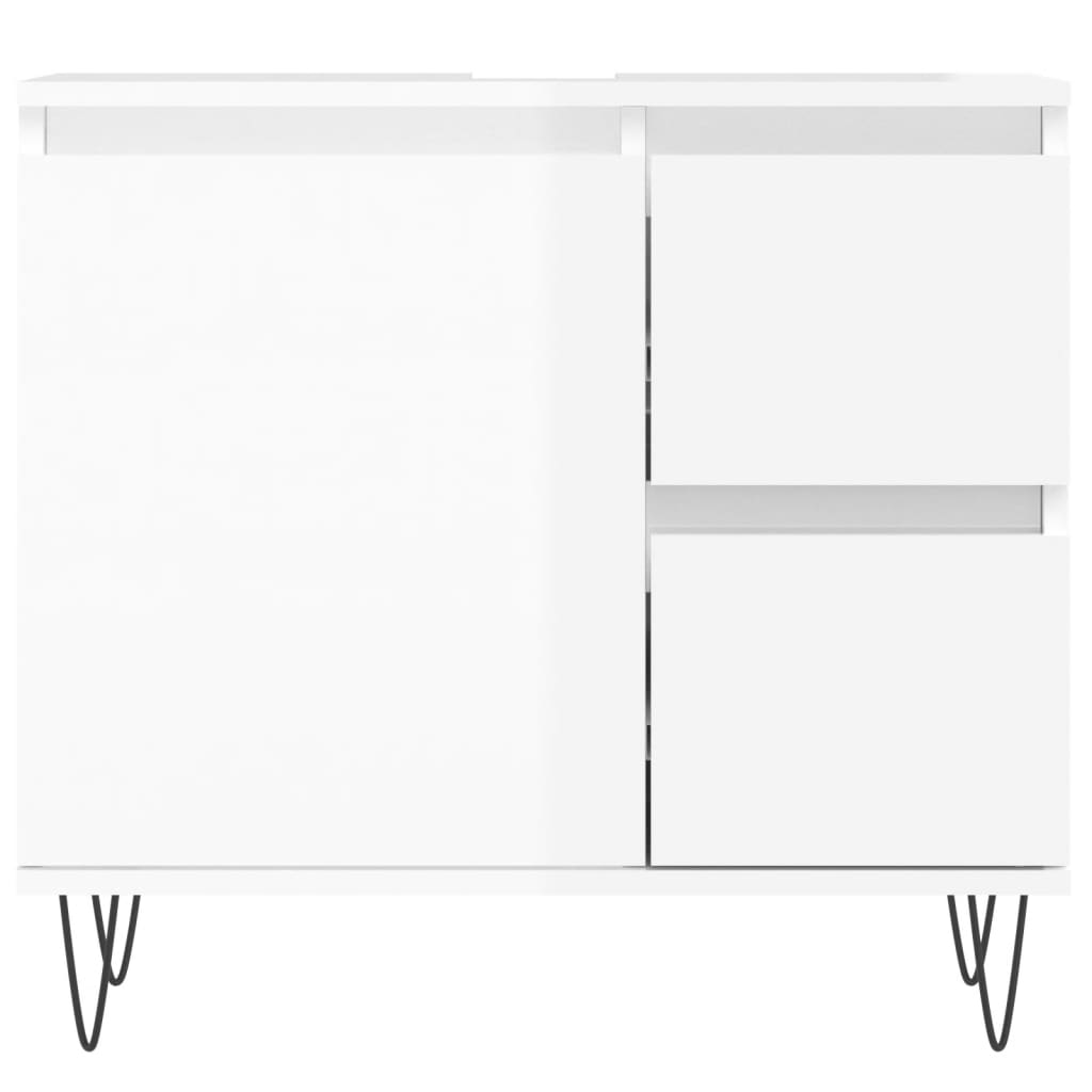vidaXL Шкаф за баня, бял гланц, 65x33x60 см, инженерно дърво