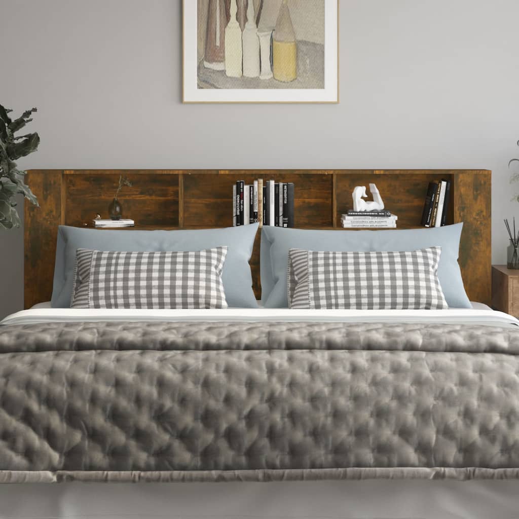 vidaXL Табла за легло тип шкаф, опушен дъб, 220x18,5x104,5 см