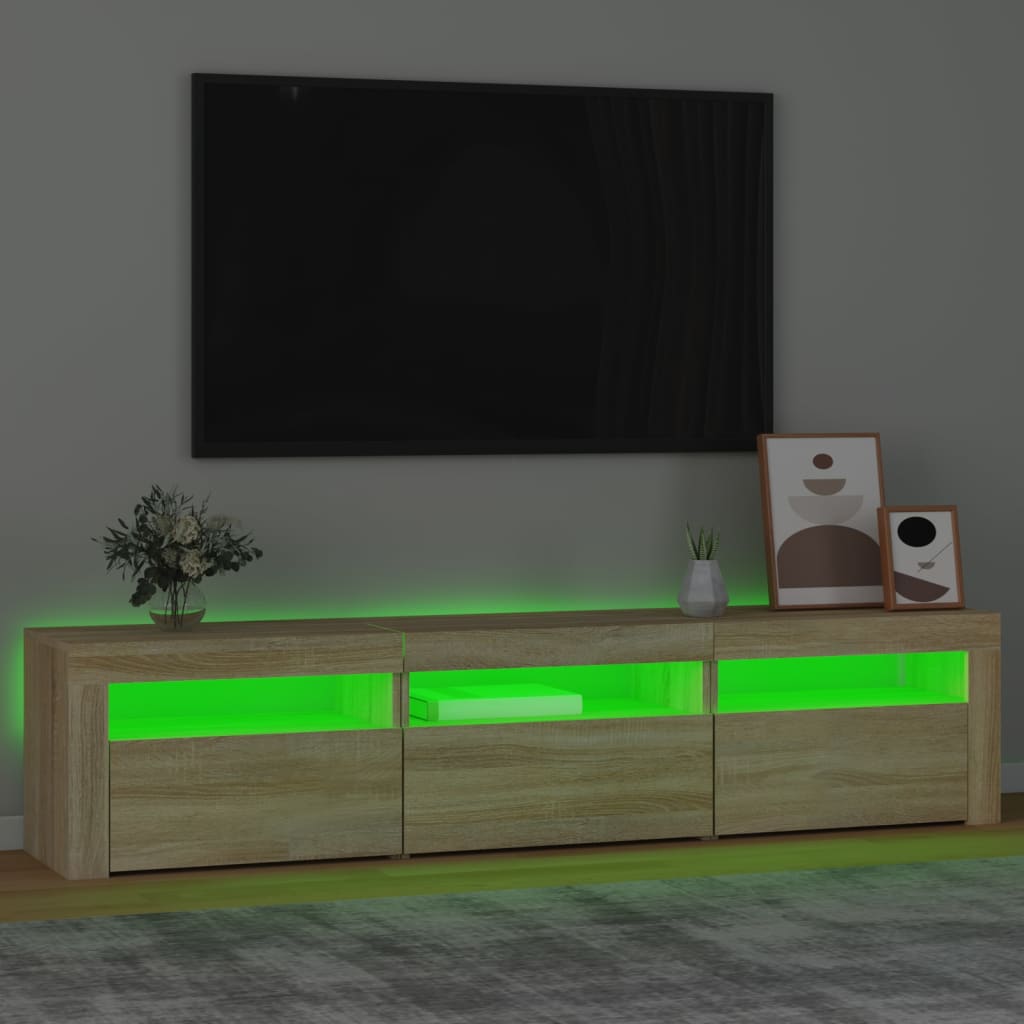 vidaXL ТВ шкаф с LED осветление, дъб сонома, 180x35x40 см