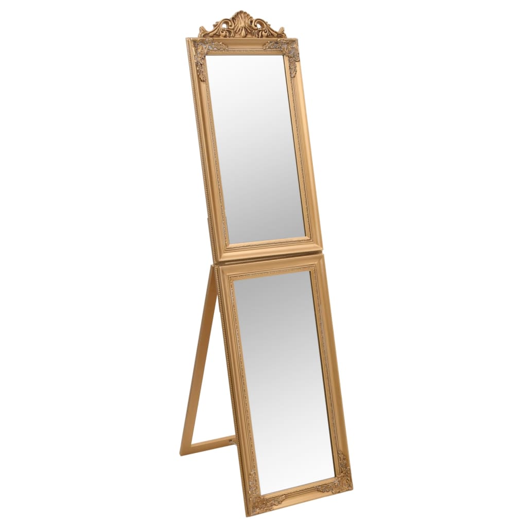 vidaXL Стоящо огледало, златисто, 40x160 см