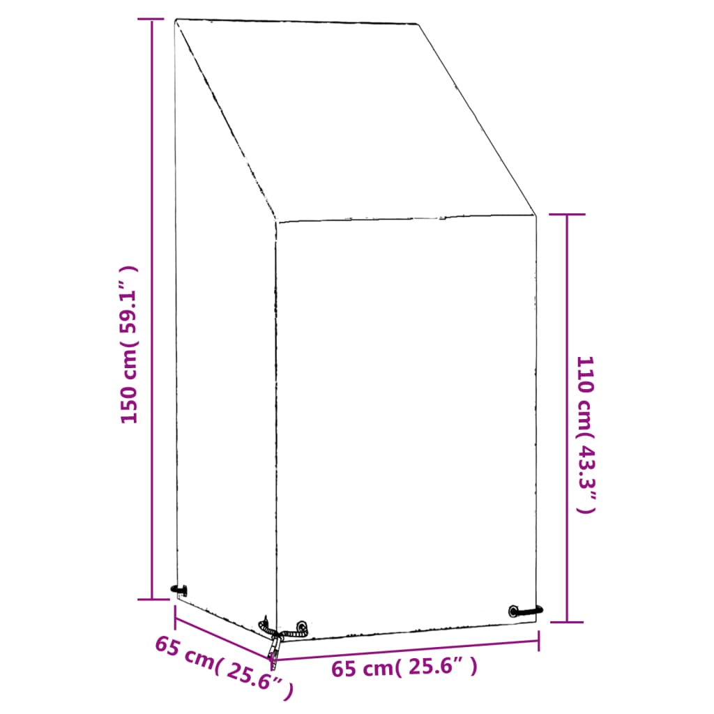 vidaXL Покривало за градински стол 8 капси 65x65x110/150 см полиетилен