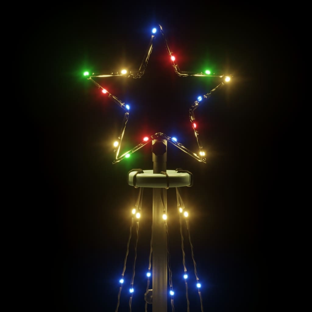 vidaXL Конусовидна коледна елха, многоцветна, 108 LED, 70x180 см