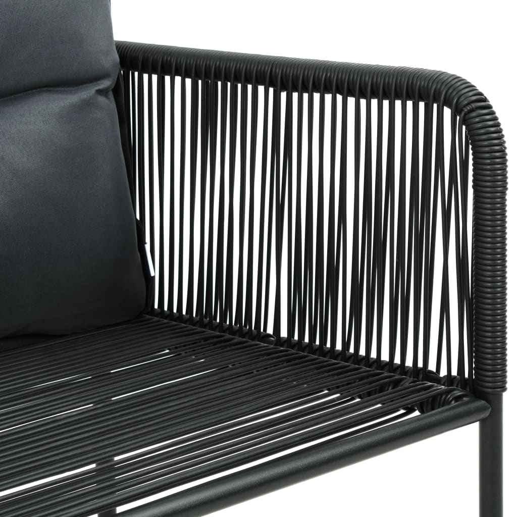 vidaXL Външни столове с възглавнички, 6 бр, полиратан, черни
