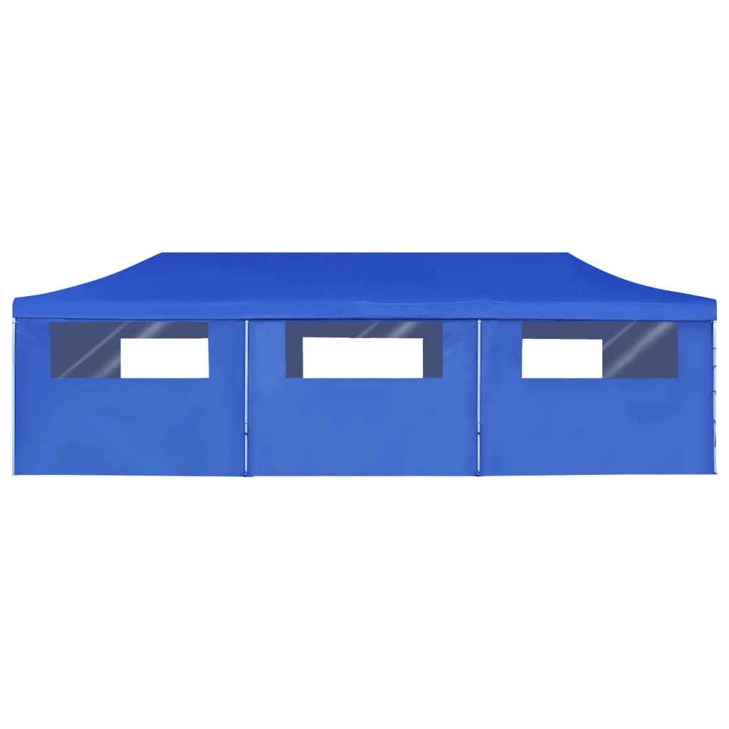 vidaXL Сгъваема шатра с 8 странични стени, 3x9 м, синя