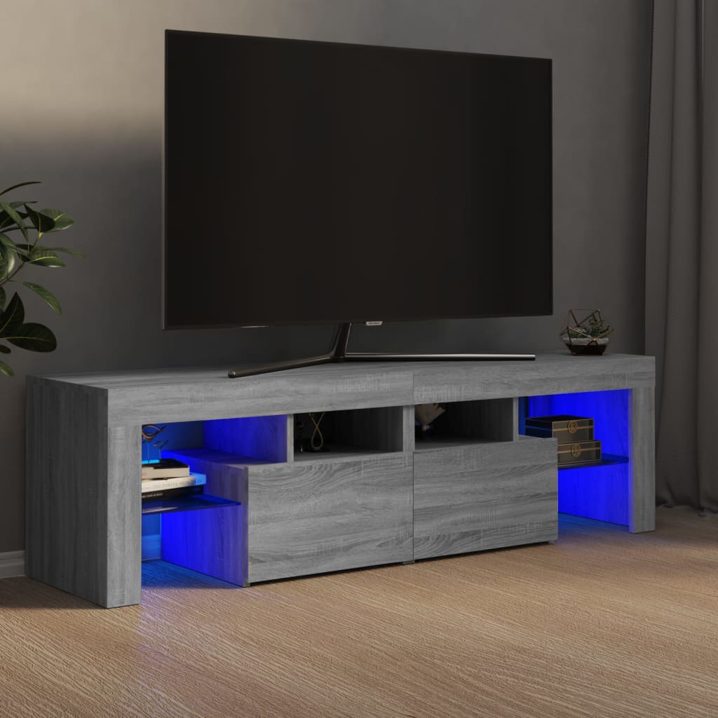 vidaXL ТВ шкаф с LED осветление, сив сонома, 140x36,5x40 см
