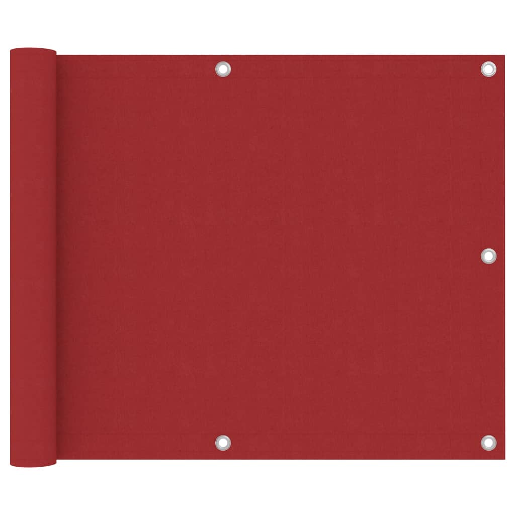 vidaXL Балконски параван, червен, 75x300 см, плат оксфорд