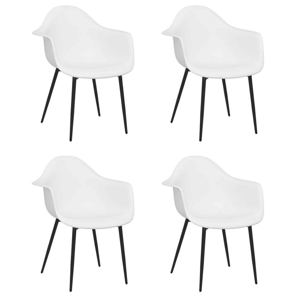 vidaXL Трапезни столове, 4 бр, бели, PP