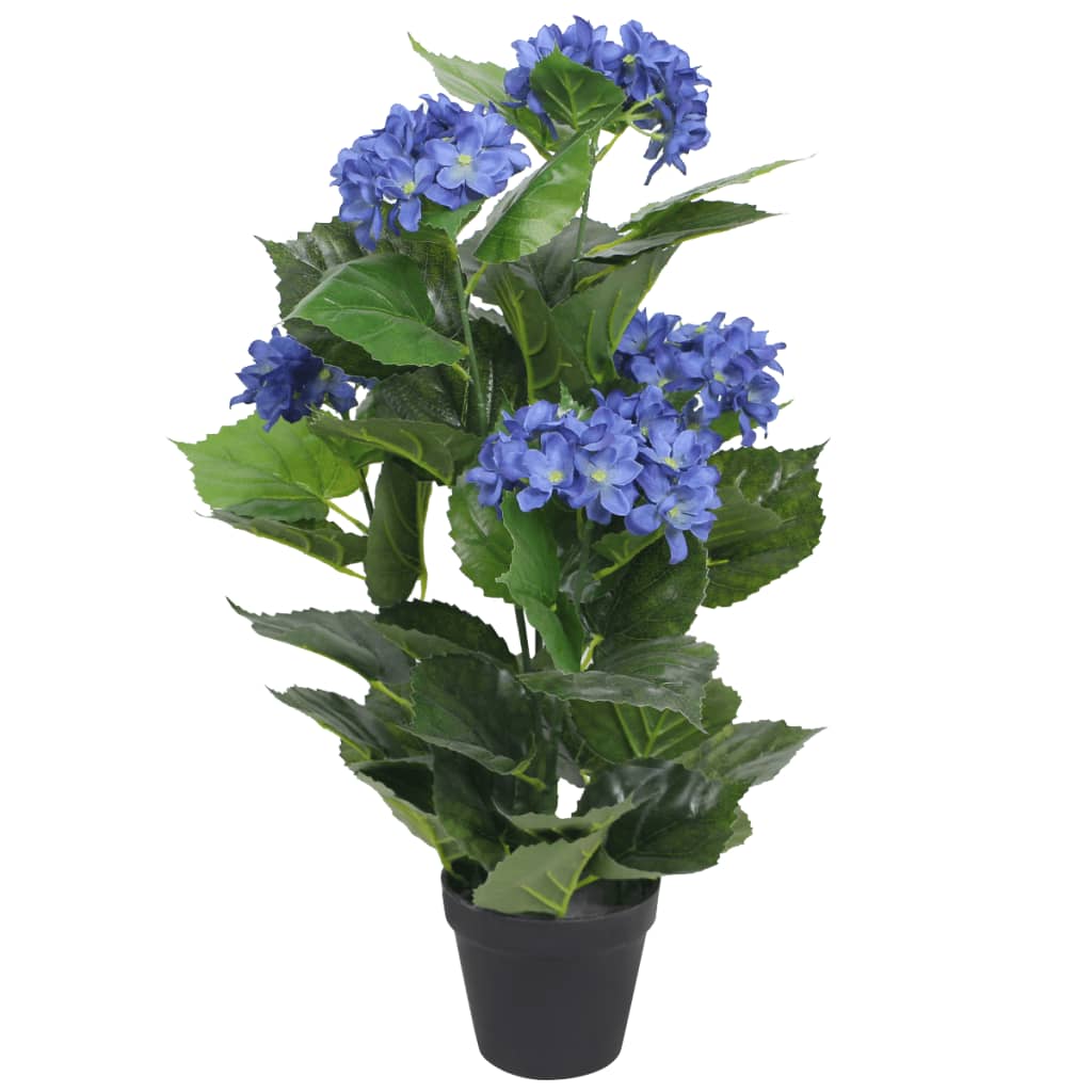 vidaXL Изкуствено растение хортензия със саксия, 60 см, синя