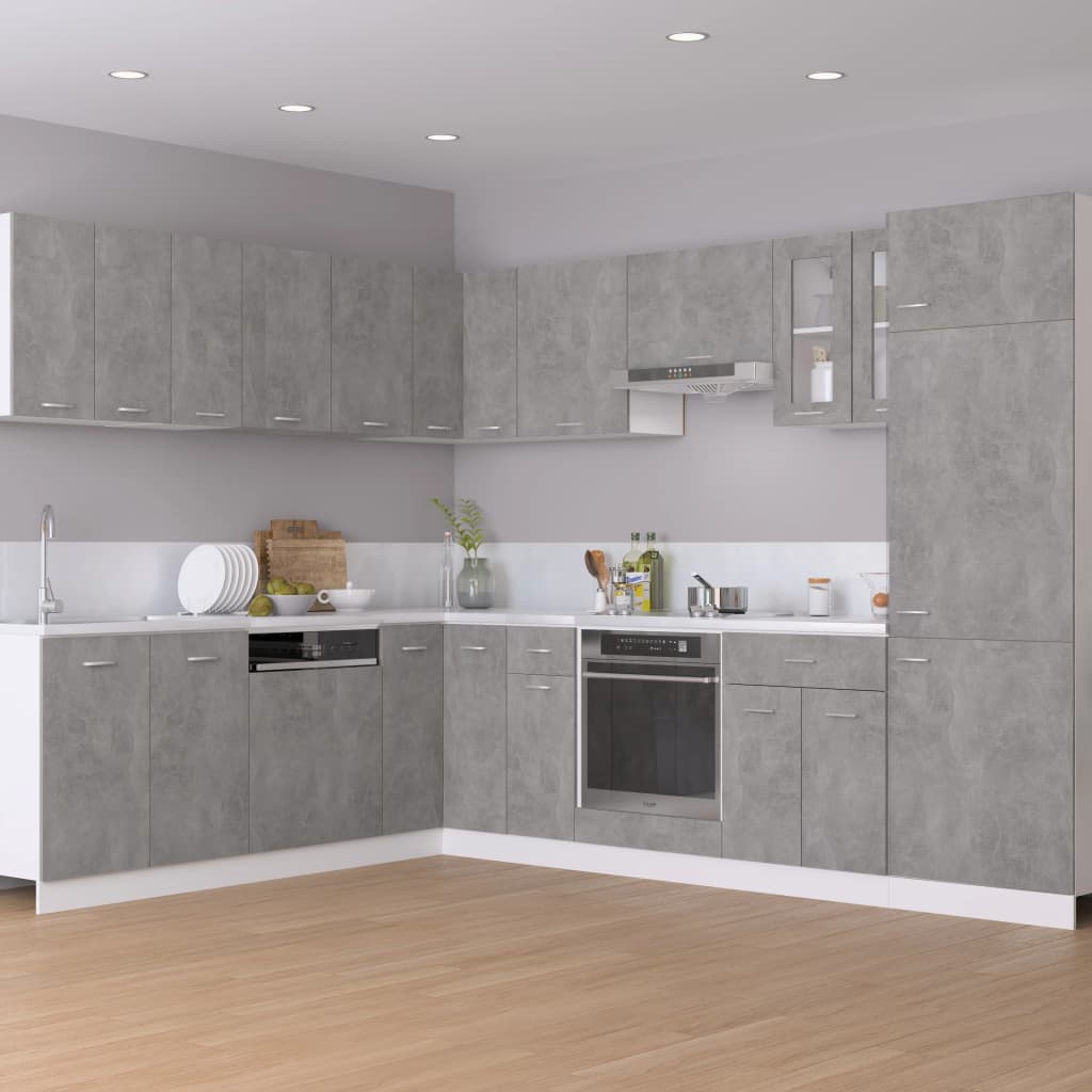 vidaXL Шкаф за хладилник, бетонно сив, 60x57x207 см, ПДЧ