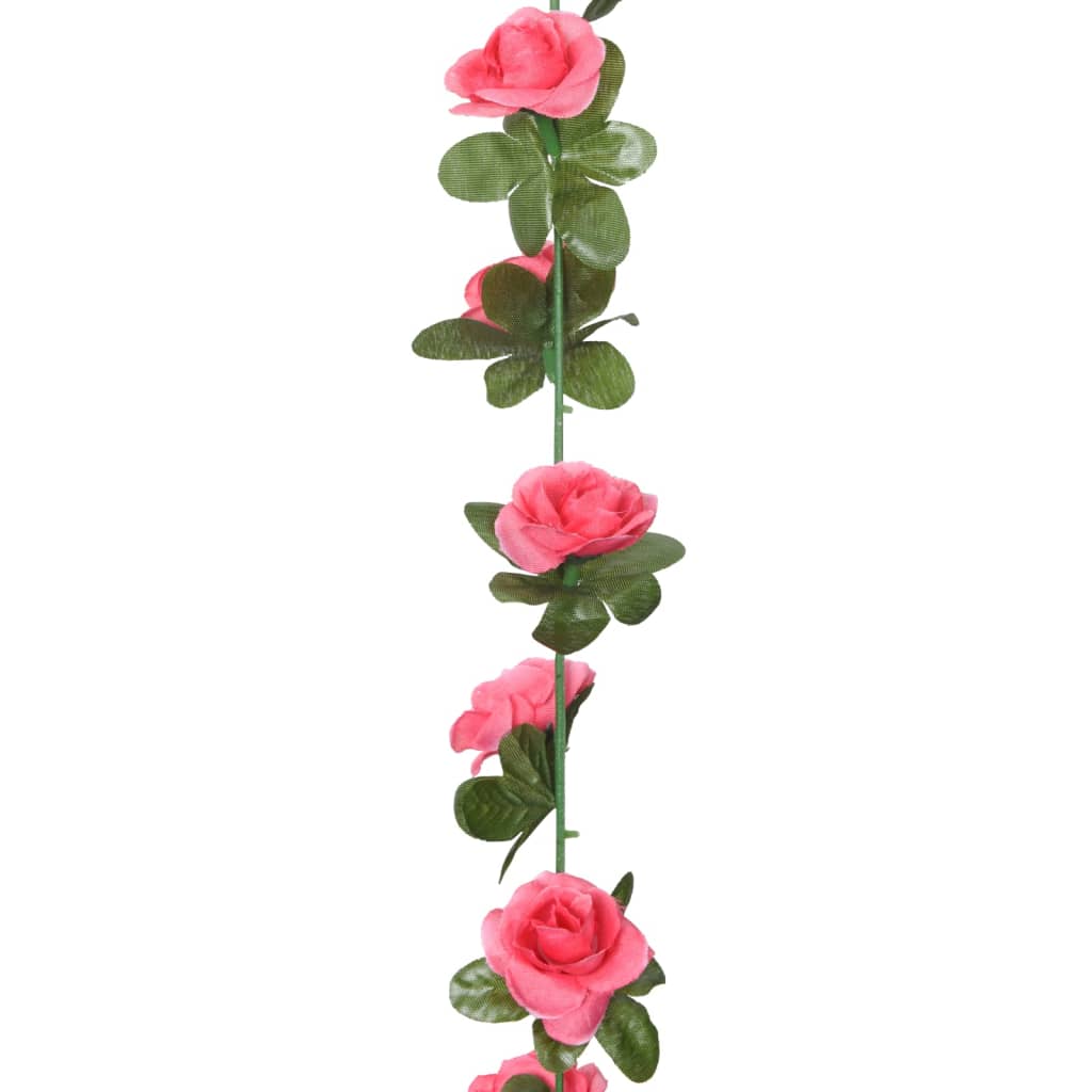 vidaXL Гирлянди от изкуствени цветя 6 бр червено розово 240 см