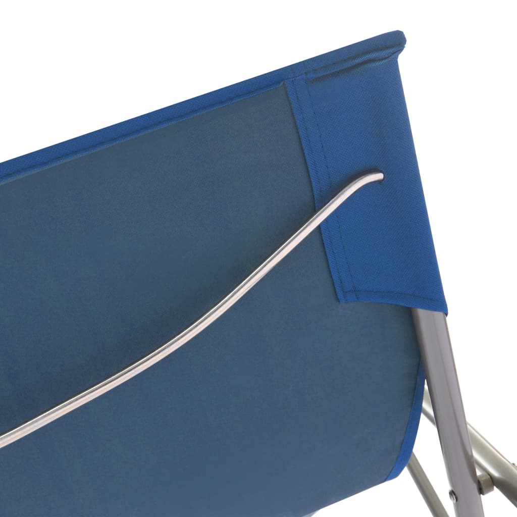 vidaXL Сгъваеми плажни столове, 2 бр, стомана и оксфорд тъкан, сини