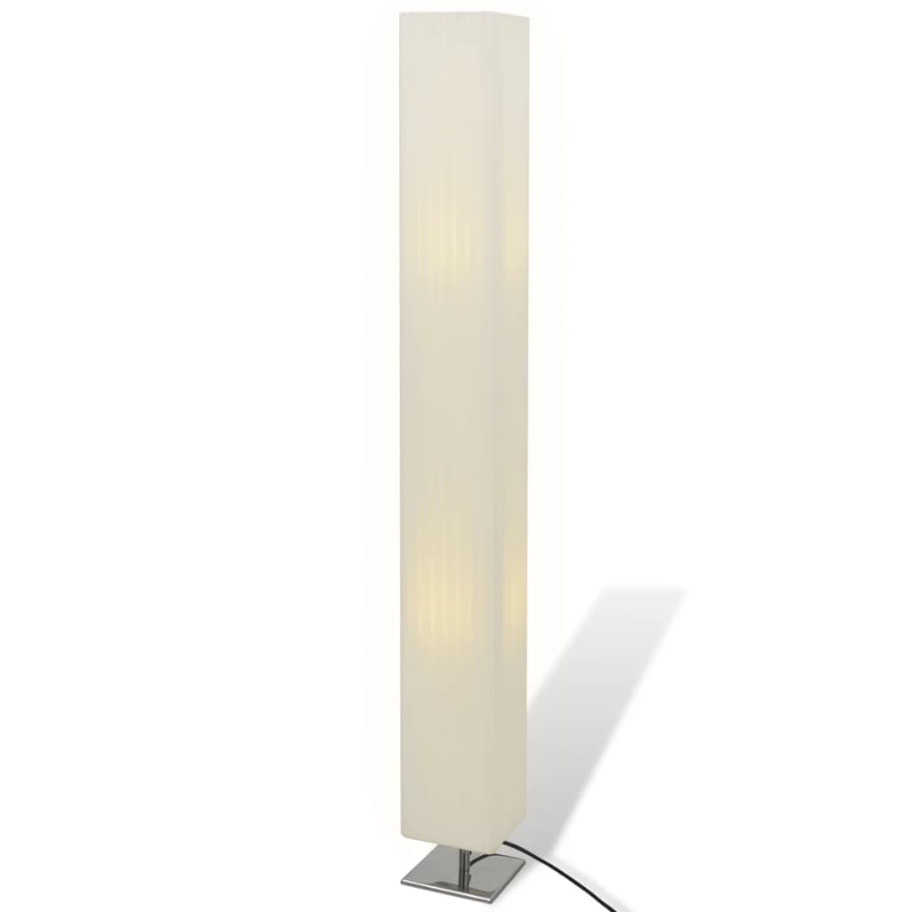 Подова лампа с квадратна неръждаема основа и бял PE абажур