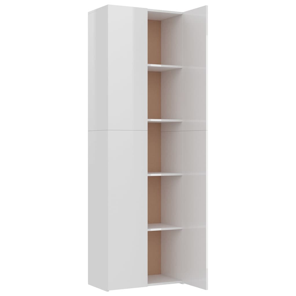 vidaXL Офис шкаф, бяло със силен гланц, 60x32x190 см, ПДЧ