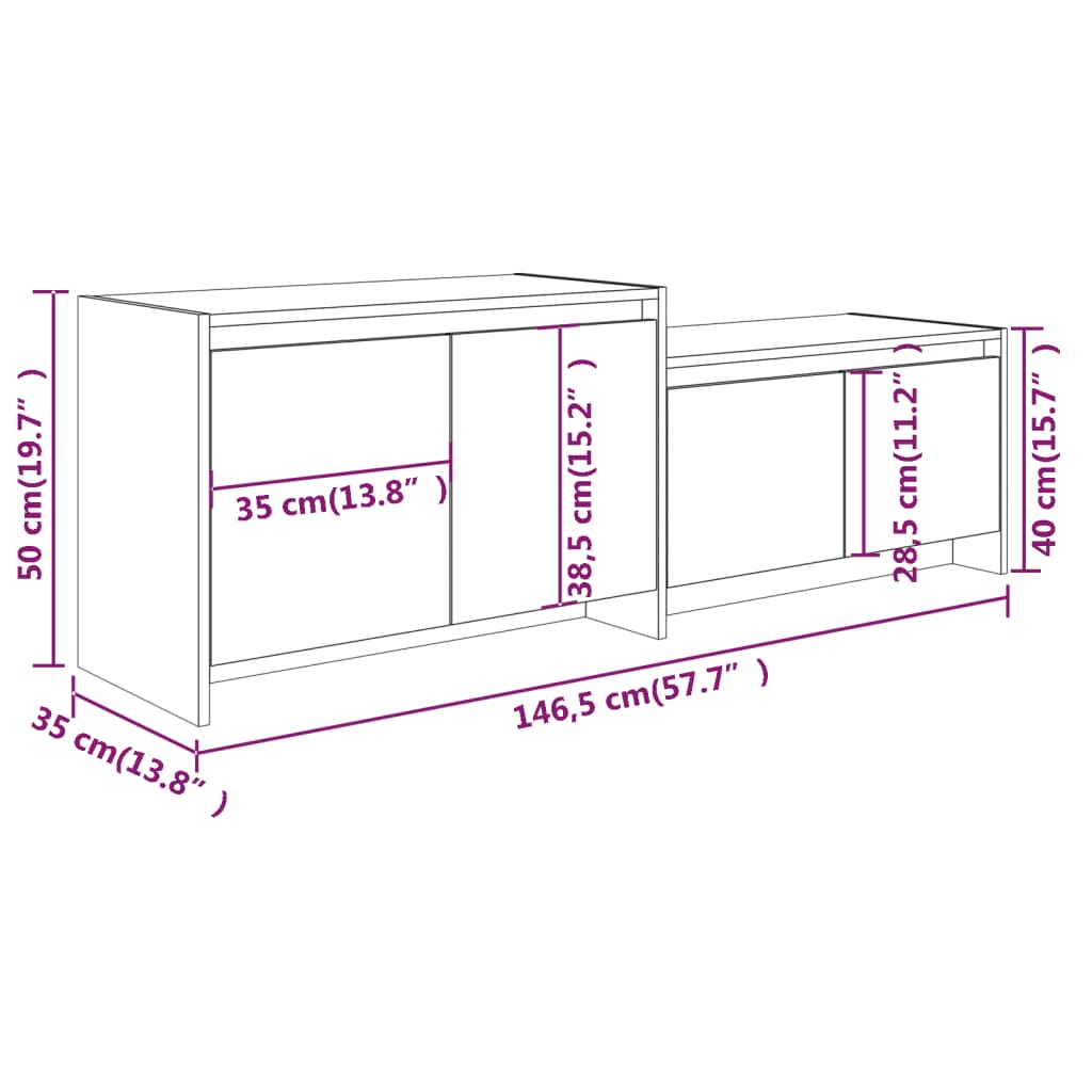 vidaXL ТВ шкаф, сив сонома, 146,5x35x50 см, ПДЧ