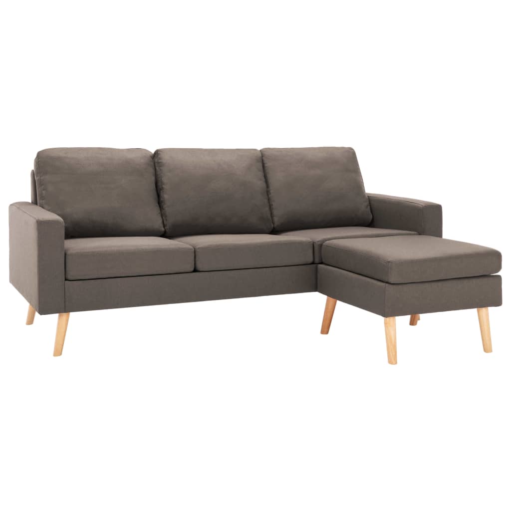 vidaXL 3-местен диван с поставка за крака, таупе, текстил