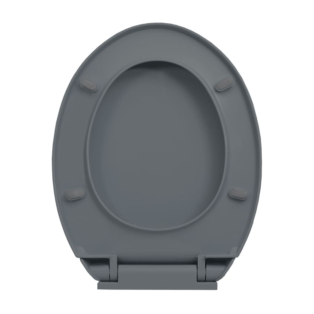 vidaXL Тоалетна седалка с плавно затваряне, сива, овална