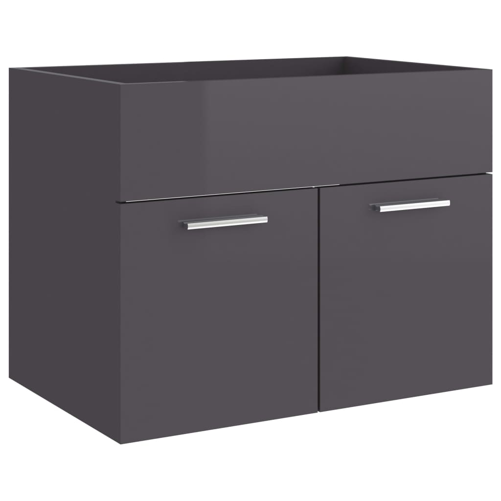 vidaXL Долен шкаф за мивка, сив гланц, 60x38,5x46 см, ПДЧ