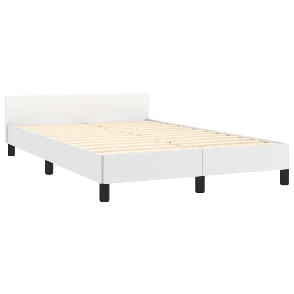 vidaXL Рамка за легло с табла, бяла, 120x190 см, изкуствена кожа