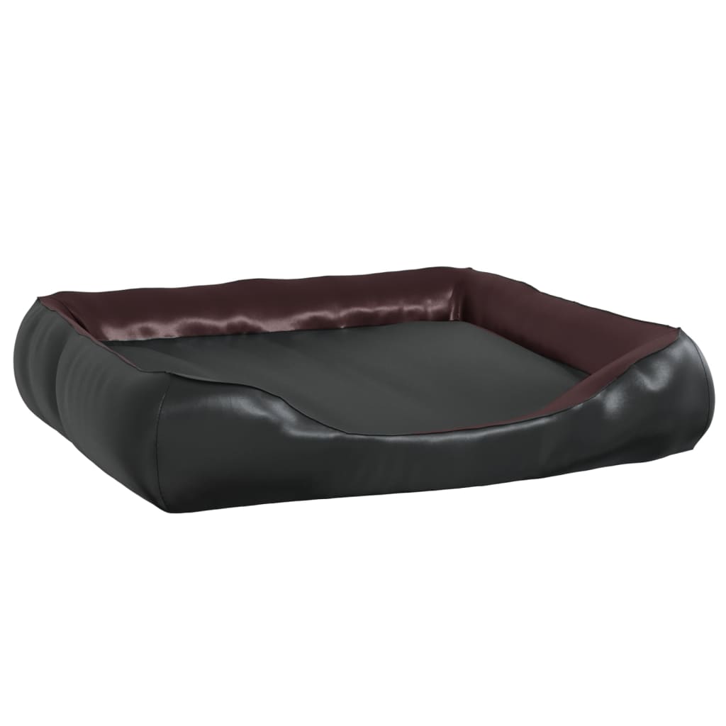 vidaXL Кучешко легло, черно и кафяво, 105x80x25 см, изкуствена кожа