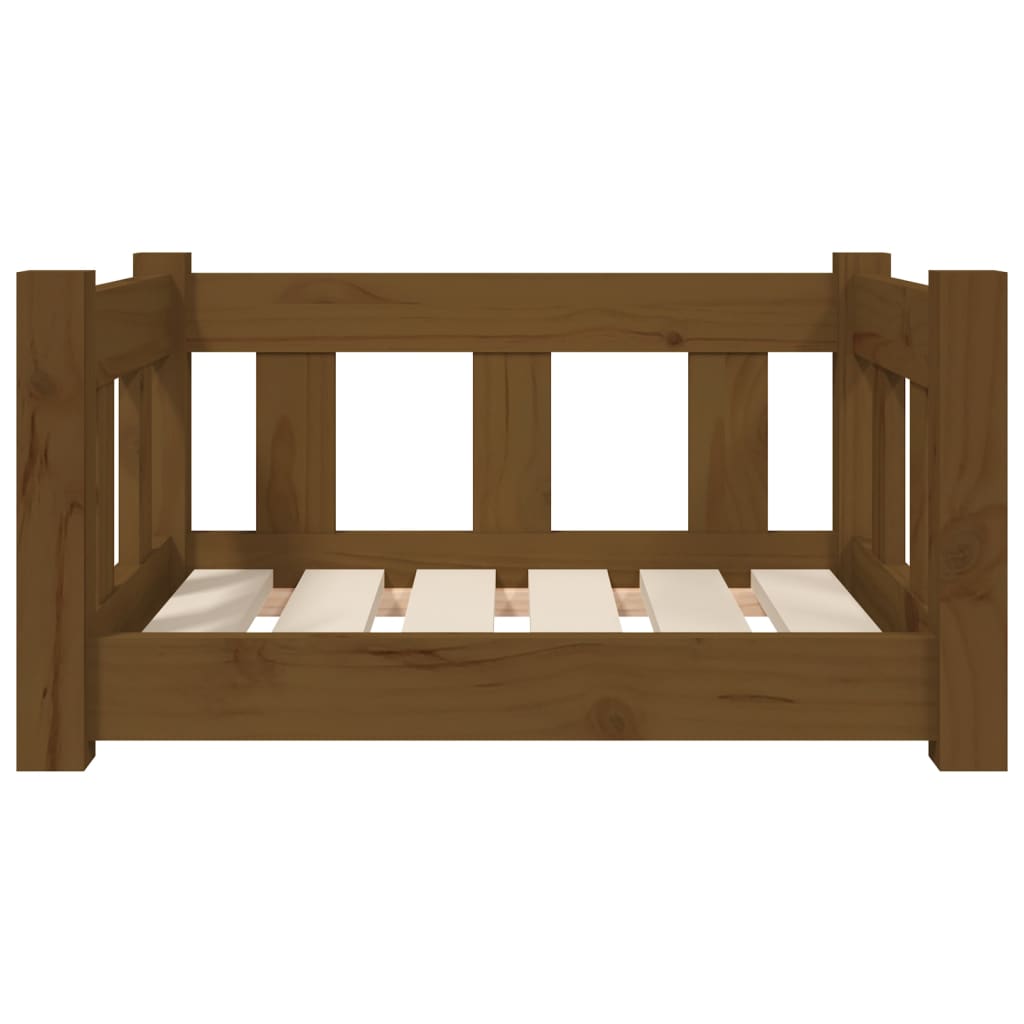 vidaXL Кучешко легло, меденокафяво, 55,5x45,5x28 см, бор масив