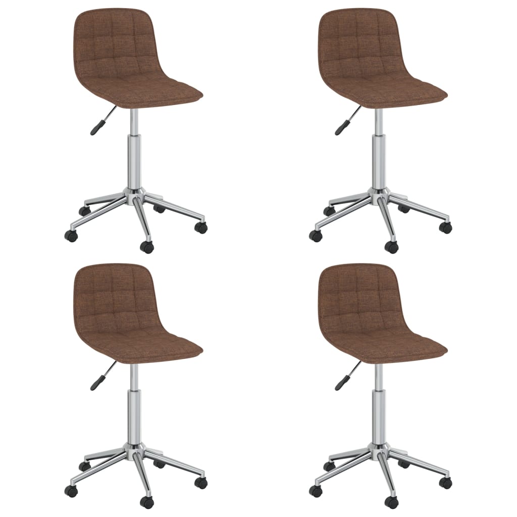 vidaXL Въртящи се трапезни столове, 4 бр, кафяви, текстил