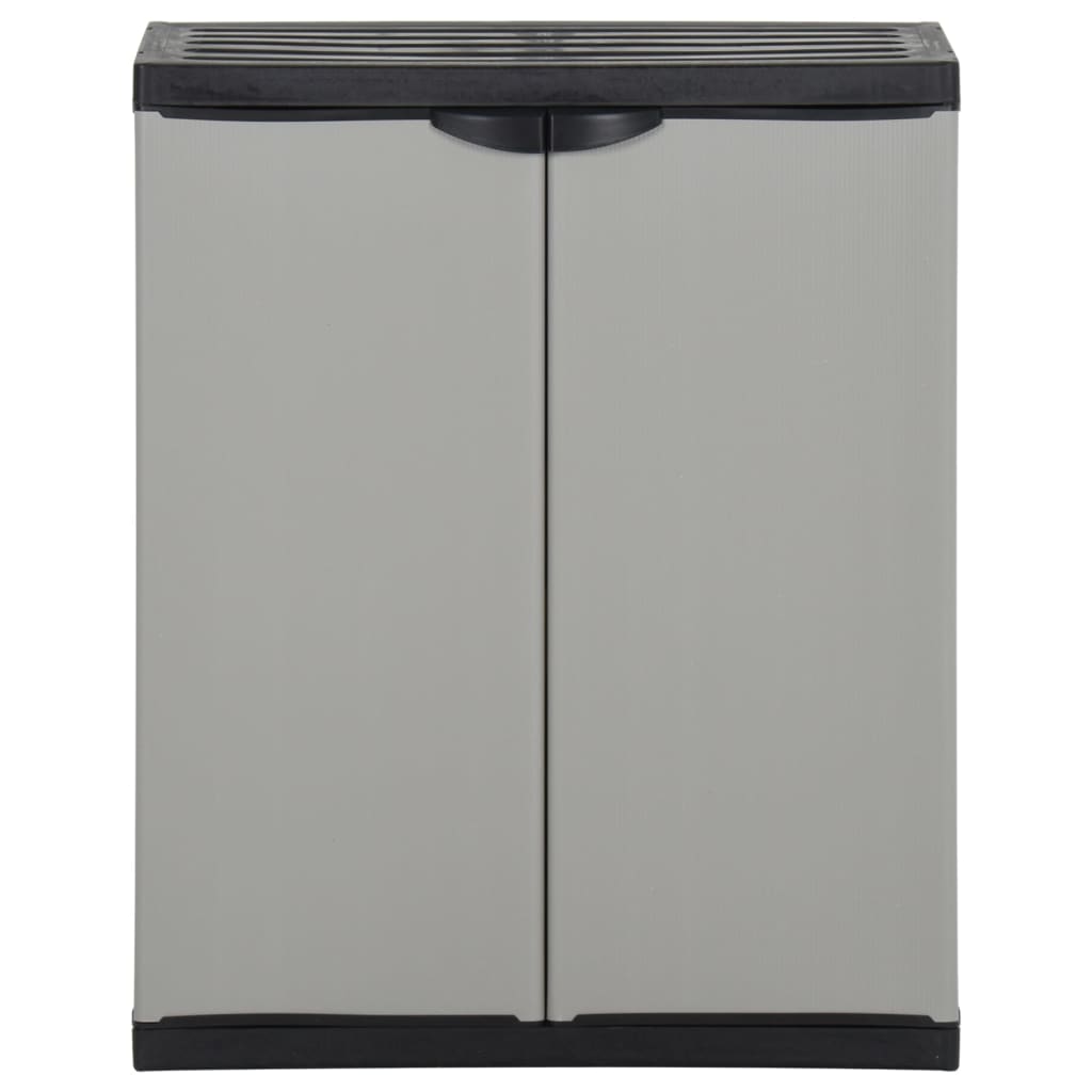 vidaXL Градински контейнер за отпадъци, сиво и черно, 68x40x85 см, PP