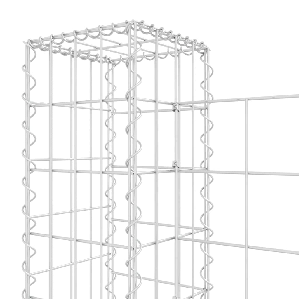 vidaXL U-образна габионна кошница с 4 стълба, желязо, 380x20x100 см