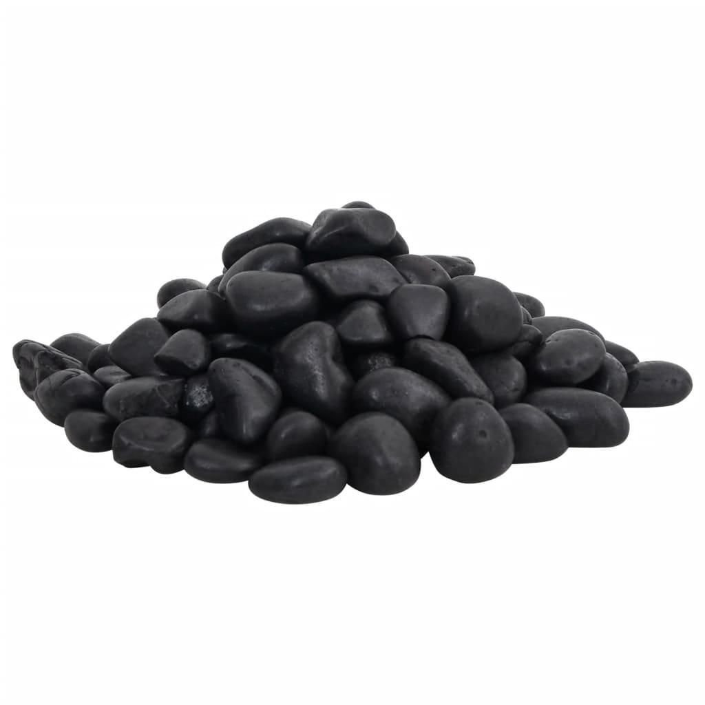 vidaXL Полирани камъчета 10 кг черни 2-5 см