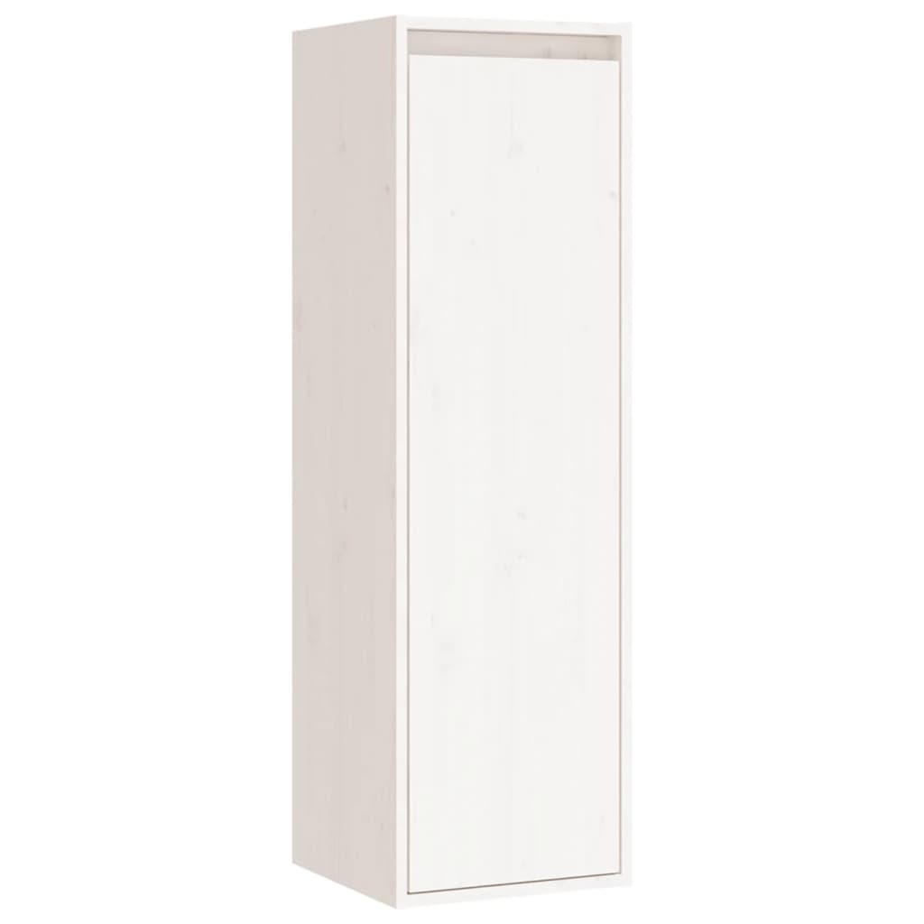 vidaXL Стенен шкаф, бял, 30x30x100 см, бор масив