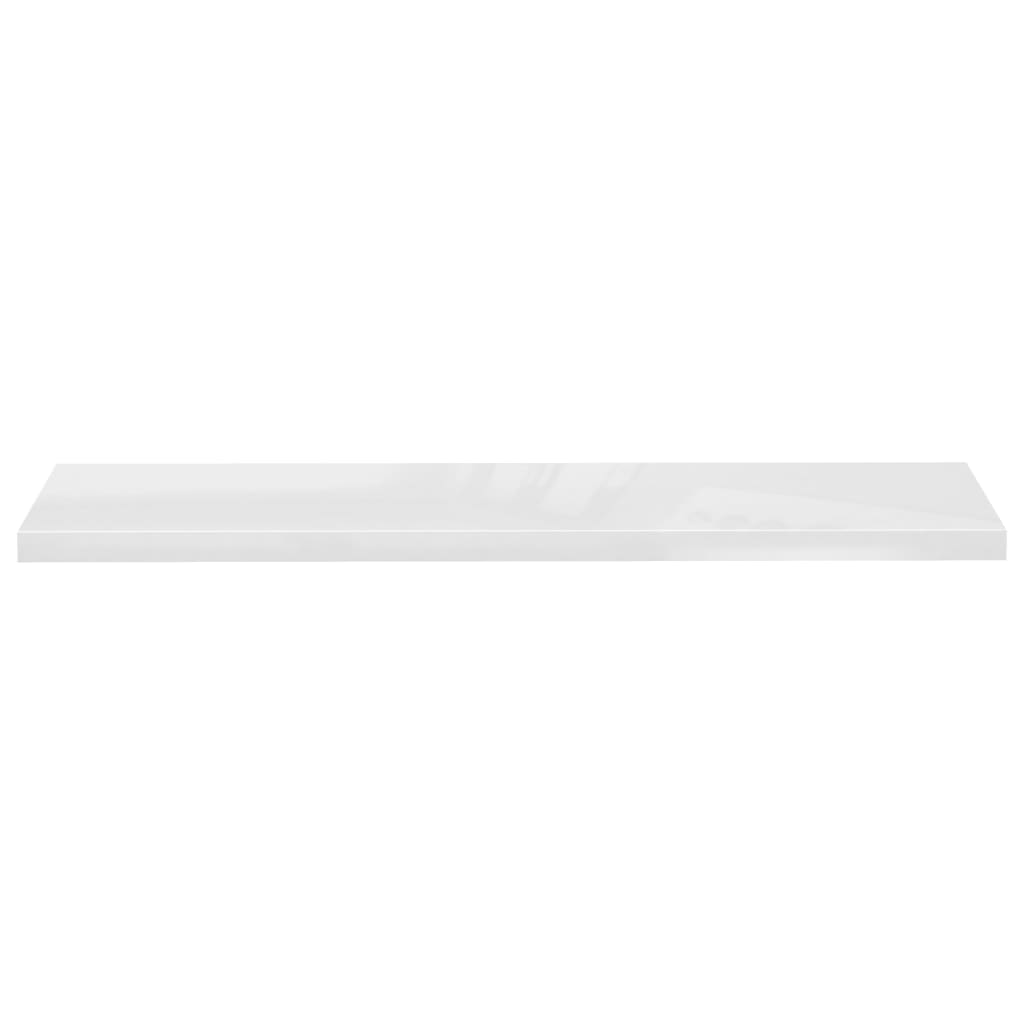 vidaXL Окачен стенен рафт, бял гланц, 120x23,5x3,8 см, МДФ