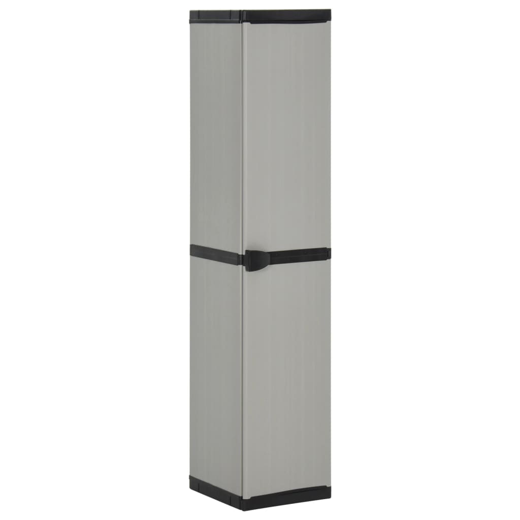 vidaXL Градински шкаф за съхранение с 3 рафта сиво-черен 34x40x168 см