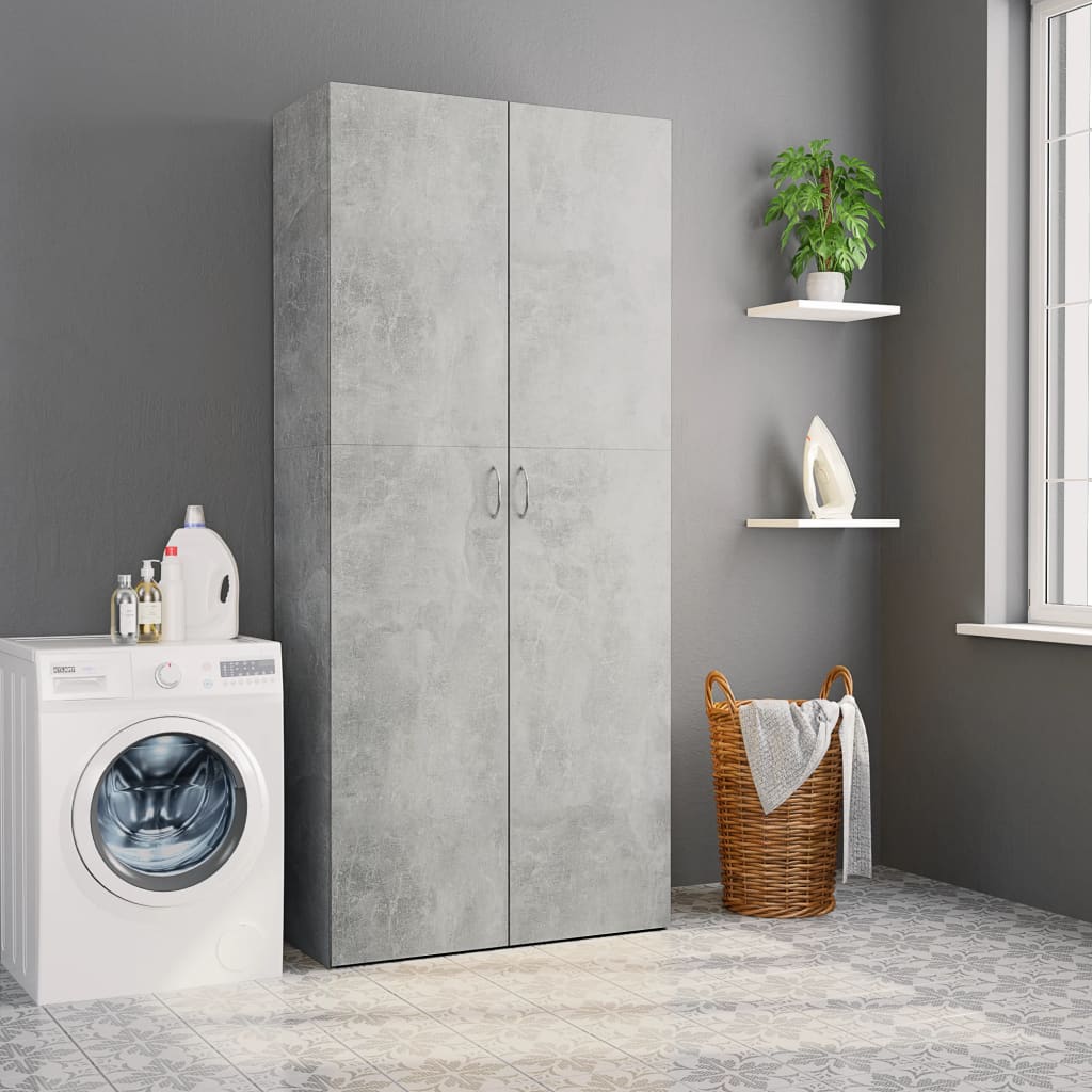 vidaXL Шкаф за съхранение, бетоново сиво, 80x35,5x180 см, ПДЧ