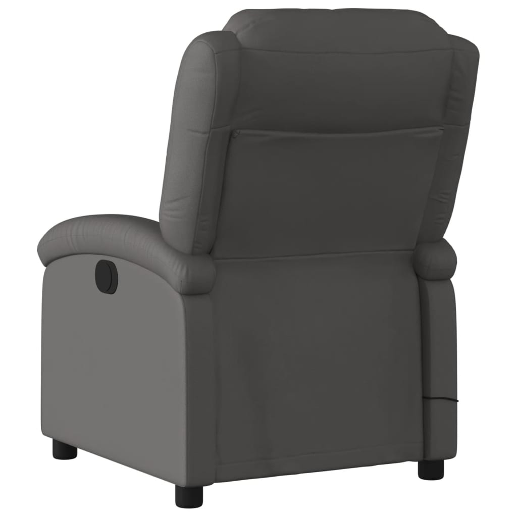 vidaXL Масажен наклоняем стол, сив, естествена кожа