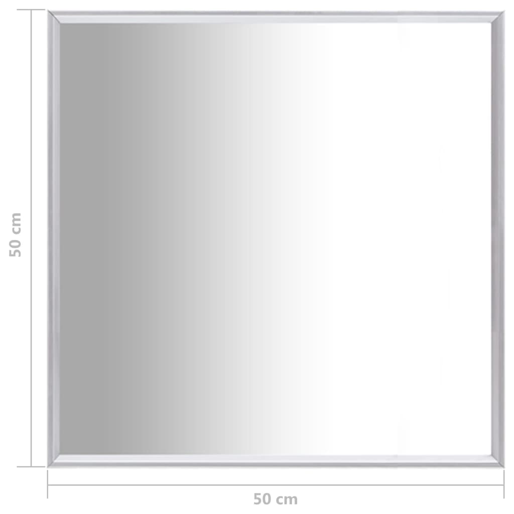 vidaXL Огледало, сребристо, 50x50 см
