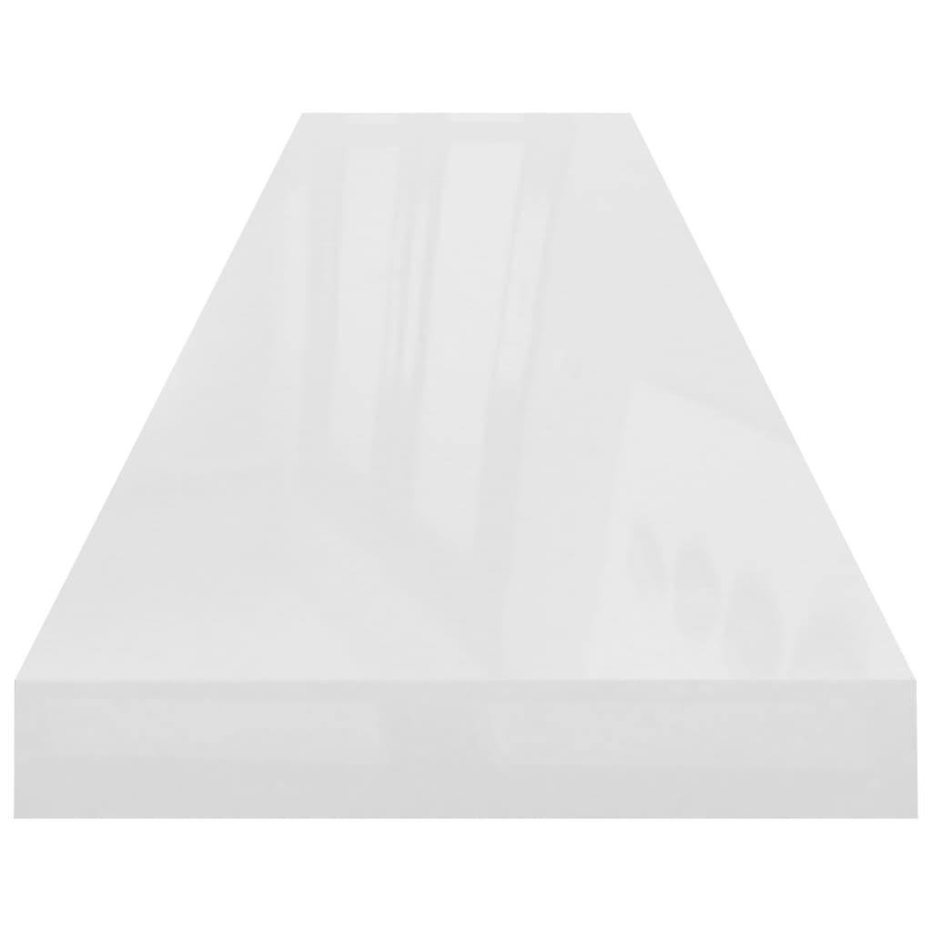vidaXL Окачени стенни рафтове, 4 бр, бял гланц, 120x23,5x3,8 см, МДФ