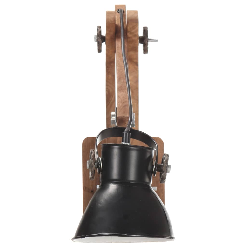 vidaXL Стенна лампа, индустриален стил, черна, кръгла, E27