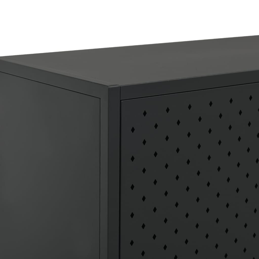 vidaXL Висок шкаф, черен, 80x35x100 см, стомана