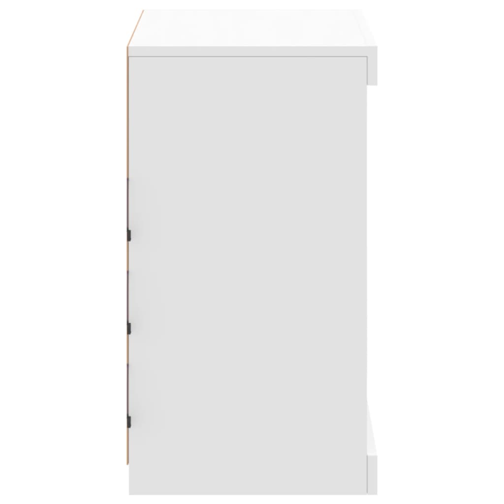 vidaXL Сайдборд с LED светлини, бял, 60,5x37x67 см
