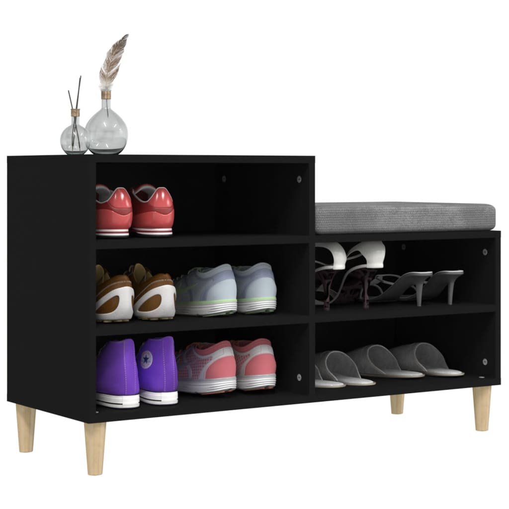 vidaXL Шкаф за обувки, черен, 102x36x60 см, инженерно дърво