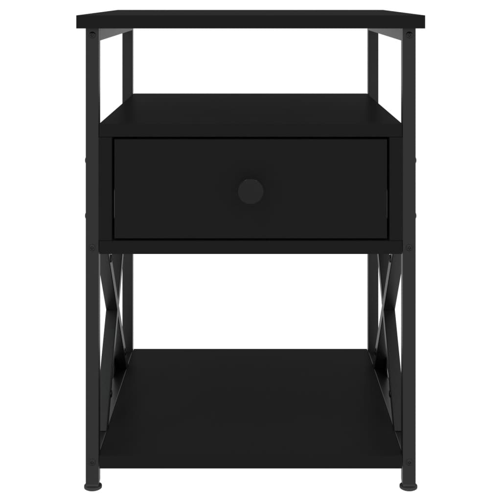 vidaXL Нощно шкафче, черно, 40x42x55 см, инженерно дърво